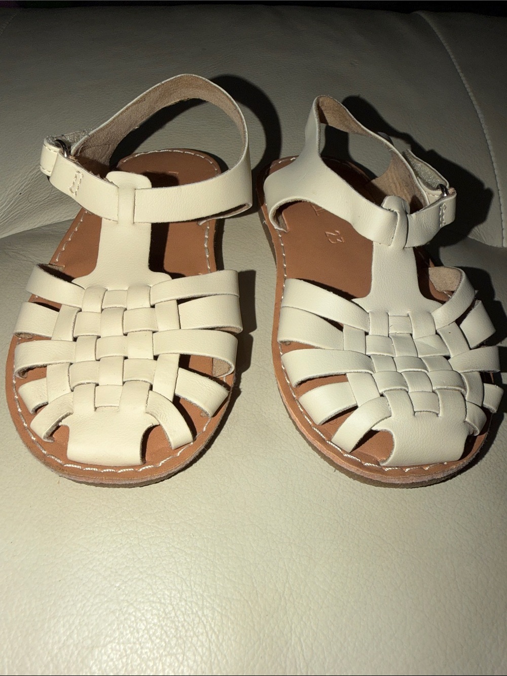 Zara Kids White Leather Fisherman Sandals